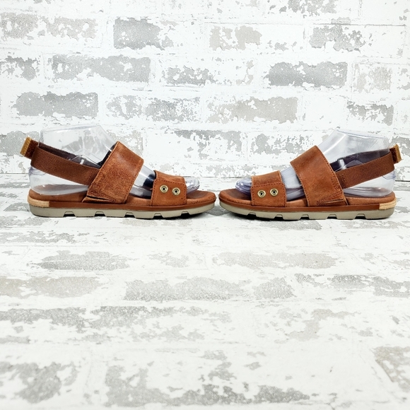 Sorel Women's Brown Leather Strapped Summer Flat Sandals O352 - Picture 7 of 11